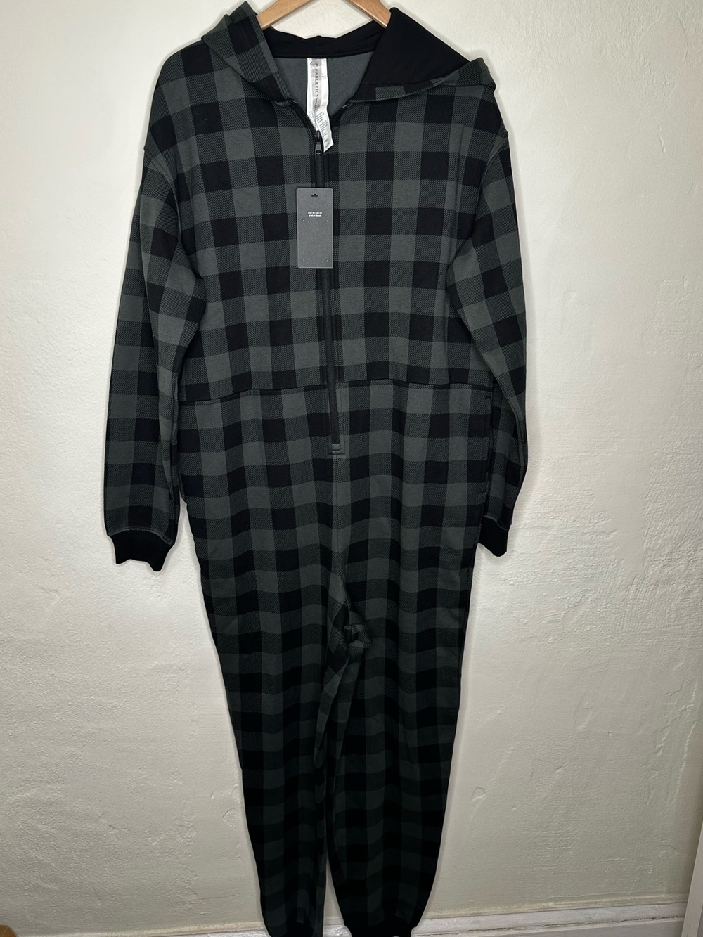 Fabletics Buffalo Plaid Hooded Zip Onesie